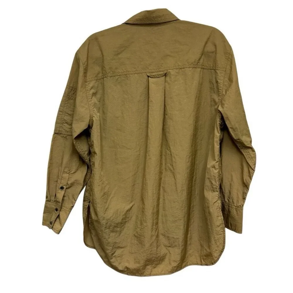 Banana Republic Sport tan nylon long sleeve button down shirt size small